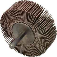 Value Collection - 3" Diam x 1" Face Width, Medium Aluminum Oxide Coated Mounted Flap Wheel - 1/4" Shank Mount, 80 Grit, 5,800 Max RPM - Apex Tool & Supply