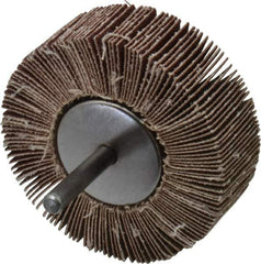 Value Collection - 3" Diam x 1" Face Width, Fine Aluminum Oxide Coated Mounted Flap Wheel - 1/4" Shank Mount, 120 Grit, 5,800 Max RPM - Apex Tool & Supply