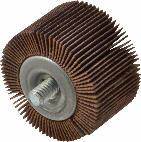 Norton - 1-5/8" Diam x 1" Face Width, Fine Aluminum Oxide Coated Mounted Flap Wheel - 1/4-20 Threaded Mount, 120 Grit, Cloth Backing, 23,000 Max RPM - Apex Tool & Supply