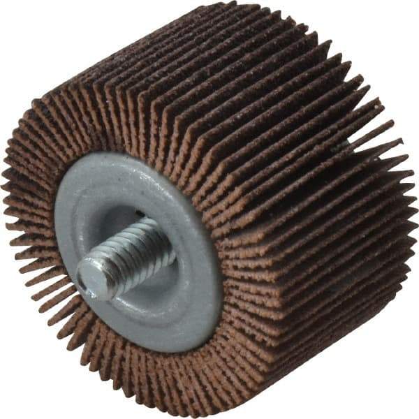 Norton - 1-5/8" Diam x 1" Face Width, Medium Aluminum Oxide Coated Mounted Flap Wheel - 1/4-20 Threaded Mount, 80 Grit, Cloth Backing, 23,000 Max RPM - Apex Tool & Supply