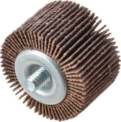 Norton - 1-5/8" Diam x 1" Face Width, Medium Aluminum Oxide Coated Mounted Flap Wheel - 1/4-20 Threaded Mount, 60 Grit, Cloth Backing, 23,000 Max RPM - Apex Tool & Supply