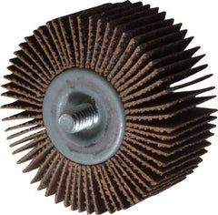 Norton - 2" Diam x 1" Face Width, Medium Aluminum Oxide Coated Mounted Flap Wheel - 1/4-20 Threaded Mount, 60 Grit, Cloth Backing, 23,000 Max RPM - Apex Tool & Supply