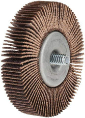 Norton - 2-1/2" Diam x 1/2" Face Width, Medium Aluminum Oxide Coated Mounted Flap Wheel - 1/4-20 Threaded Mount, 80 Grit, Cloth Backing, 23,000 Max RPM - Apex Tool & Supply