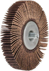 Norton - 3" Diam x 1/2" Face Width, Medium Aluminum Oxide Coated Mounted Flap Wheel - 1/4-20 Threaded Mount, 80 Grit, Cloth Backing, 20,000 Max RPM - Apex Tool & Supply