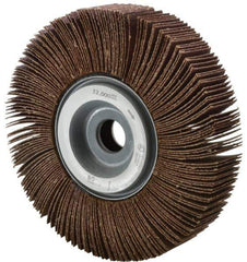 Norton - 2" Diam x 1" Face Width, Fine Aluminum Oxide Nonwoven & Coated Mounted Flap Wheel - 1/4" Shank Mount, 120 Grit, Interleaf, Cloth Backing, 12,000 Max RPM - Apex Tool & Supply