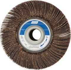 Norton - 6" Diam, 80 Grit Aluminum Oxide Unmounted Flap Wheel - 1" Hole, 3" Wide, Coated, Medium Grade, 6,200 Max RPM , Cloth Backing - Apex Tool & Supply