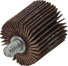 Norton - 1" Diam x 1" Face Width, Fine Aluminum Oxide Coated Mounted Flap Wheel - 1/4-20 Threaded Mount, 120 Grit, Cloth Backing, 30,000 Max RPM - Apex Tool & Supply