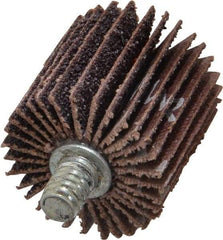 Norton - 1" Diam x 1" Face Width, Medium Aluminum Oxide Coated Mounted Flap Wheel - 1/4-20 Threaded Mount, 60 Grit, Cloth Backing, 30,000 Max RPM - Apex Tool & Supply