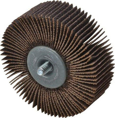 Norton - 3" Diam x 1" Face Width, Medium Aluminum Oxide Coated Mounted Flap Wheel - 1/4-20 Threaded Mount, 60 Grit, Cloth Backing, 20,000 Max RPM - Apex Tool & Supply