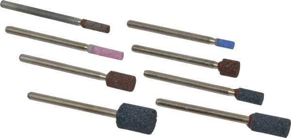 Grier Abrasives - 8 Piece Aluminum Oxide Vitrified Mounted Stone Abrasive Point Set - Includes Shapes W144, W145, W146, W153, W160, W162, W163 & W176 - Apex Tool & Supply