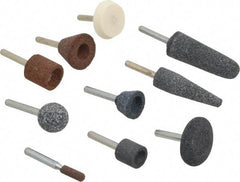 Grier Abrasives - 10 Piece Aluminum Oxide Vitrified Mounted Stone Abrasive Point Set - Includes Shapes A1, A24, A25, A3, A31, A32, A34, A36, A38 & A39 - Apex Tool & Supply