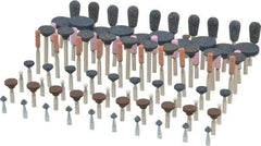 Grier Abrasives - 100 Piece Aluminum Oxide Vitrified Mounted Stone Abrasive Point Set - Assorted Shapes - Apex Tool & Supply