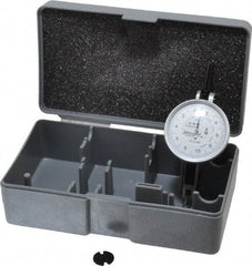 INTERAPID - 0.4 mm Range, 0.002 mm Dial Graduation, Horizontal Dial Test Indicator - 1-1/2 Inch White Dial, 0-10-0 Dial Reading - Apex Tool & Supply