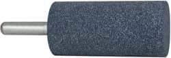 Grier Abrasives - 1-1/2" Head Diam x 3" Thickness, W241, Cylinder End, Aluminum Oxide Mounted Point - Blue, Medium Grade, 60 Grit, 18,000 RPM - Apex Tool & Supply