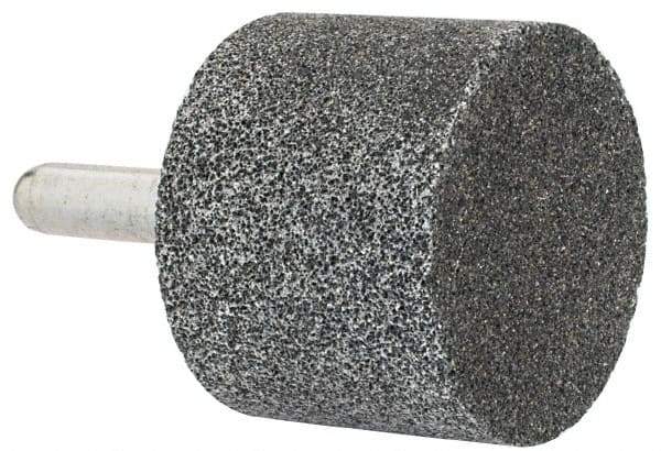 Grier Abrasives - 2" Head Diam x 1-1/2" Thickness, W243, Cylinder End, Aluminum Oxide Mounted Point - Blue, Medium Grade, 60 Grit, 19,100 RPM - Apex Tool & Supply