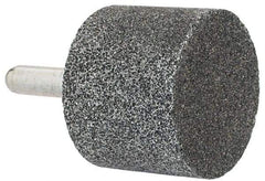 Grier Abrasives - 2" Head Diam x 1-1/2" Thickness, W243, Cylinder End, Aluminum Oxide Mounted Point - Blue, Medium Grade, 60 Grit, 19,100 RPM - Apex Tool & Supply