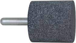 Grier Abrasives - 2" Head Diam x 2" Thickness, W244, Cylinder End, Aluminum Oxide Mounted Point - Blue, Medium Grade, 60 Grit, 19,100 RPM - Apex Tool & Supply
