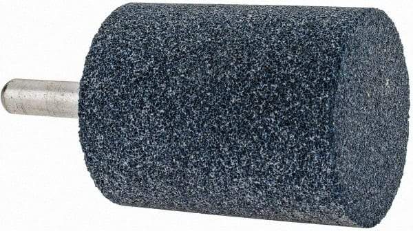 Grier Abrasives - 2" Head Diam x 2-1/2" Thickness, W245, Cylinder End, Aluminum Oxide Mounted Point - Blue, Medium Grade, 60 Grit, 19,860 RPM - Apex Tool & Supply