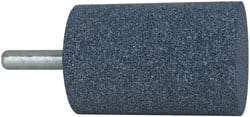 Grier Abrasives - 2" Head Diam x 3" Thickness, W246, Cylinder End, Aluminum Oxide Mounted Point - Blue, Medium Grade, 60 Grit, 16,500 RPM - Apex Tool & Supply
