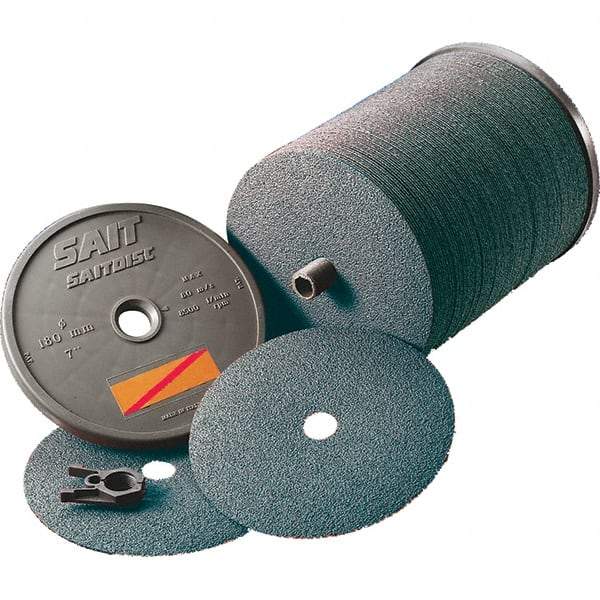 Sait - 5" Diam 7/8" Hole 36 Grit Fiber Disc - Zirconia Alumina, 10,000 Max RPM - Apex Tool & Supply