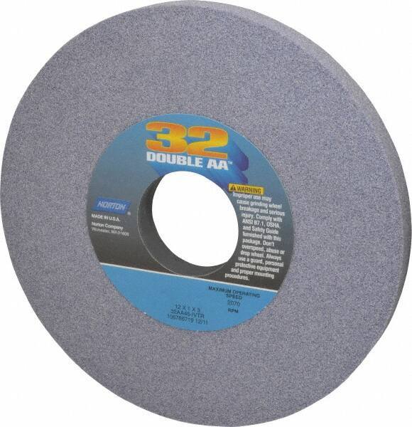 Norton - 12" Diam x 3" Hole x 1" Thick, I Hardness, 46 Grit Surface Grinding Wheel - Aluminum Oxide, Type 1, Coarse Grade, 2,070 Max RPM, Vitrified Bond, No Recess - Apex Tool & Supply