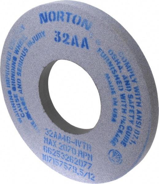 Norton - 12" Diam x 5" Hole x 1" Thick, I Hardness, 46 Grit Surface Grinding Wheel - Aluminum Oxide, Type 1, Coarse Grade, 2,070 Max RPM, Vitrified Bond, No Recess - Apex Tool & Supply