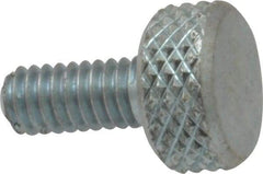 Electro Hardware - #8-32 Knurled Shoulderless Brass Thumb Screw - 9/16" OAL, 3/8" Head Diam x 3/16" Head Height, Zinc-Plated Finish - Apex Tool & Supply