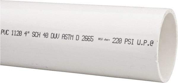 Made in USA - 4" Pipe, 5' Long PVC Unthreaded Plastic Pipe Nipple - 220 Max psi, 4" ID x 4-1/2" OD, Schedule 40, White - Apex Tool & Supply