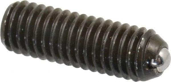 Vlier - 10-32, 0.094" Ball Diam, 0.57" Body Length, 0.025" Max Ball Reach, Threaded Ball Plunger - Steel Body, Stainless Steel Ball, 1.5 Lb Initial End Force, 3 Lb Final End Force - Apex Tool & Supply