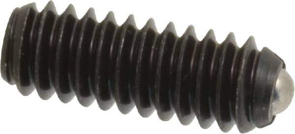 Vlier - 1/4-20, 0.125" Ball Diam, 0.675" Body Length, 0.035" Max Ball Reach, Threaded Ball Plunger - Steel Body, Stainless Steel Ball, 3 Lb Initial End Force, 7 Lb Final End Force - Apex Tool & Supply