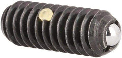 Vlier - 1/4-20, 0.125" Ball Diam, 0.675" Body Length, 0.035" Max Ball Reach, Threaded Ball Plunger - Steel Body, Stainless Steel Ball, 3 Lb Initial End Force, 7 Lb Final End Force, Locking Element - Apex Tool & Supply