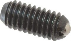 Vlier - 5/16-18, 0.156" Ball Diam, 0.72" Body Length, 0.04" Max Ball Reach, Threaded Ball Plunger - Steel Body, Stainless Steel Ball, 4 Lb Initial End Force, 9 Lb Final End Force - Apex Tool & Supply