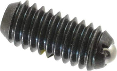 Vlier - 5/16-18, 0.156" Ball Diam, 0.72" Body Length, 0.04" Max Ball Reach, Threaded Ball Plunger - Steel Body, Stainless Steel Ball, 4 Lb Initial End Force, 9 Lb Final End Force, Locking Element - Apex Tool & Supply