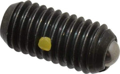 Vlier - 1/2-13, 0.281" Ball Diam, 1.05" Body Length, 0.072" Max Ball Reach, Threaded Ball Plunger - Steel Body, Stainless Steel Ball, 6 Lb Initial End Force, 12 Lb Final End Force, Locking Element - Apex Tool & Supply