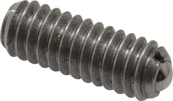 Vlier - 8-32, 0.094" Ball Diam, 0.445" Body Length, 0.025" Max Ball Reach, Threaded Ball Plunger - Stainless Steel Body, Stainless Steel Ball, 0.5 Lb Initial End Force, 1.25 Lb Final End Force - Apex Tool & Supply