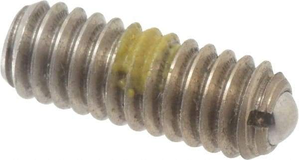 Vlier - 8-32, 0.094" Ball Diam, 0.445" Body Length, 0.025" Max Ball Reach, Threaded Ball Plunger - Stainless Steel Body, Stainless Steel Ball, 0.5 Lb Initial End Force, 1.25 Lb Final End Force, Locking Element - Apex Tool & Supply