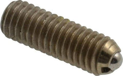 Vlier - 10-32, 0.094" Ball Diam, 0.57" Body Length, 0.025" Max Ball Reach, Threaded Ball Plunger - Stainless Steel Body, Stainless Steel Ball, 1.5 Lb Initial End Force, 3 Lb Final End Force, Locking Element - Apex Tool & Supply