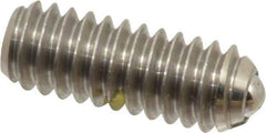 Vlier - 1/4-20, 0.125" Ball Diam, 0.675" Body Length, 0.035" Max Ball Reach, Threaded Ball Plunger - Stainless Steel Body, Stainless Steel Ball, 3 Lb Initial End Force, 7 Lb Final End Force, Locking Element - Apex Tool & Supply