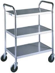 Standard Utility Cart: Stainless Steel Stainless Steel, Swivel Casters, 3 Shelves