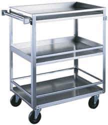 Made in USA - 300 Lb Capacity, 16-1/4" Wide x 27-1/2" Long x 33-3/8" High Standard Utility Cart - 3 Shelf, Stainless Steel, Swivel Casters - Apex Tool & Supply