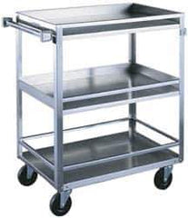 Made in USA - 500 Lb Capacity, 19" Wide x 31" Long x 33-3/4" High Standard Utility Cart - 3 Shelf, Stainless Steel, Swivel Casters - Apex Tool & Supply