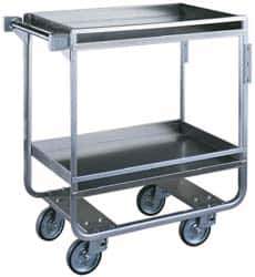 Made in USA - 650 Lb Capacity, 19-3/8" Wide x 32-5/8" Long x 34-1/2" High Standard Utility Cart - 2 Shelf, Stainless Steel, Swivel Casters - Apex Tool & Supply