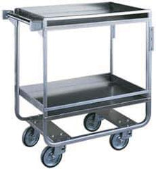 Made in USA - 650 Lb Capacity, 19-3/8" Wide x 32-5/8" Long x 34-1/2" High Standard Utility Cart - 2 Shelf, Stainless Steel, Swivel Casters - Apex Tool & Supply