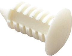 Made in USA - 3/16" Hole Diam, Ratchet Shank, Nylon Panel Rivet - 1/2" Length Under Head, 0.365" Material Thickness, 3/8" Head Diam - Apex Tool & Supply