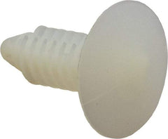 Made in USA - 1/4" to 1/4" Hole Diam, Ratchet Shank, Nylon Panel Rivet - 0.783" Length Under Head, 0.535" Material Thickness, 0.7" Head Diam - Apex Tool & Supply