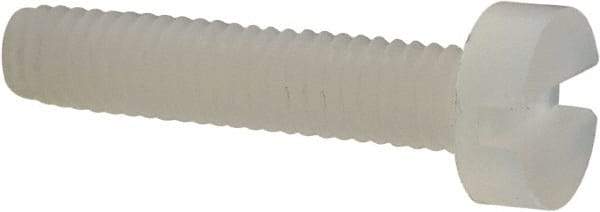 Made in USA - M2.5x0.45 Metric Coarse, 12mm Length Under Head Slotted Drive Machine Screw - Cheese Head, Grade 6/6 Nylon, Uncoated, Without Washer - Apex Tool & Supply