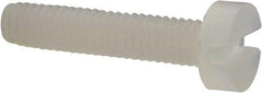 Made in USA - M2.5x0.45 Metric Coarse, 12mm Length Under Head Slotted Drive Machine Screw - Cheese Head, Grade 6/6 Nylon, Uncoated, Without Washer - Apex Tool & Supply