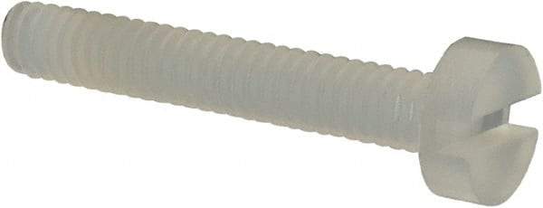 Made in USA - M2.5x0.45 Metric Coarse, 16mm Length Under Head Slotted Drive Machine Screw - Cheese Head, Grade 6/6 Nylon, Uncoated, Without Washer - Apex Tool & Supply