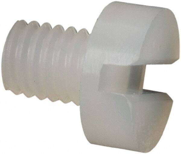 Made in USA - M3x0.50 Metric Coarse, 4mm Length Under Head Slotted Drive Machine Screw - Cheese Head, Grade 6/6 Nylon, Uncoated, Without Washer - Apex Tool & Supply