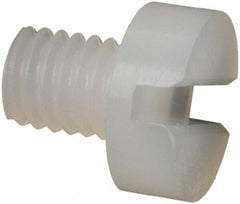 Made in USA - M3x0.50 Metric Coarse, 4mm Length Under Head Slotted Drive Machine Screw - Cheese Head, Grade 6/6 Nylon, Uncoated, Without Washer - Apex Tool & Supply